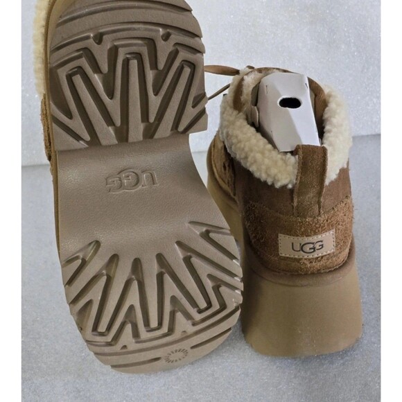 New UGG CLASSIC NEW HEIGHTS SHEARLING LACE UP CHESTNUT SUEDE WOMEN'S BOOTS US 9 - Picture 7 of 14